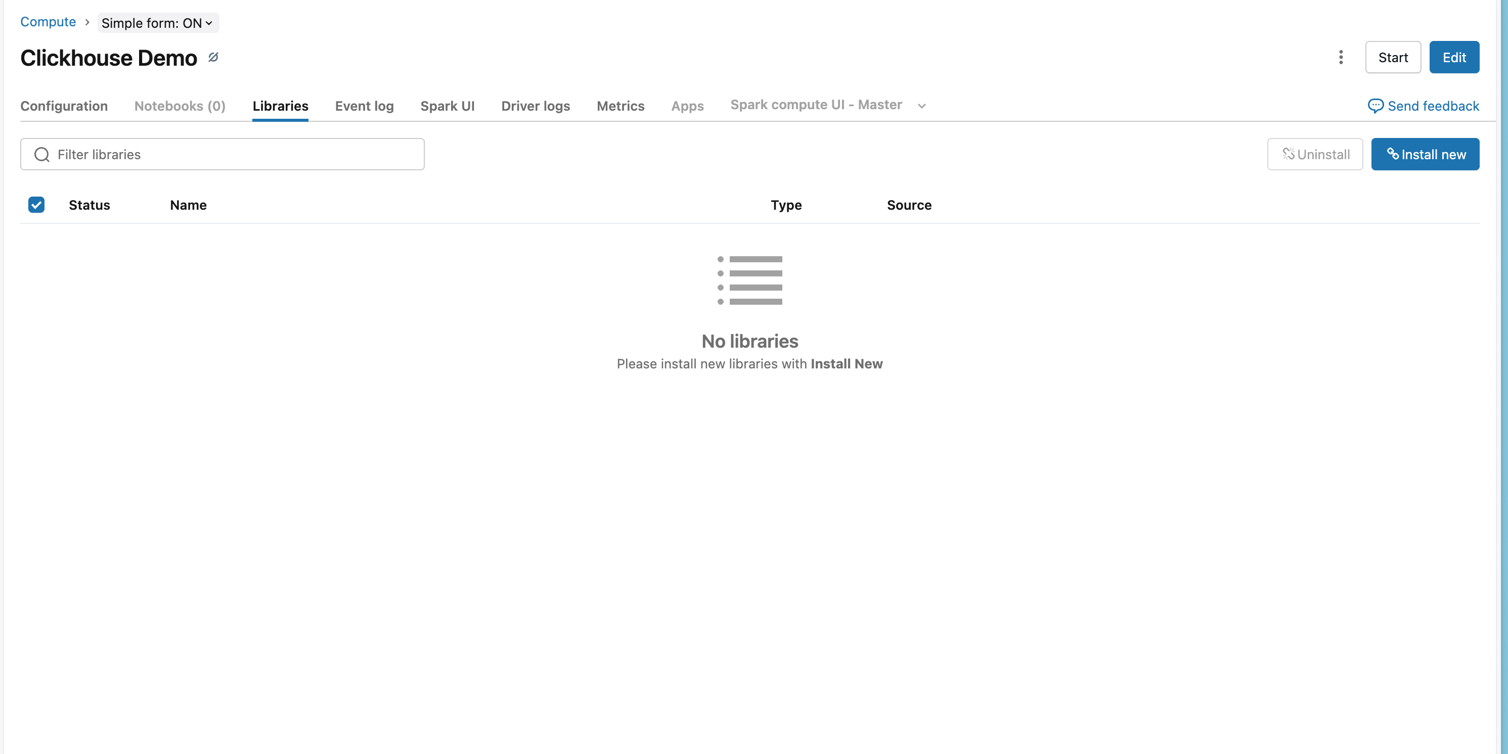 Databricks Libraries tab